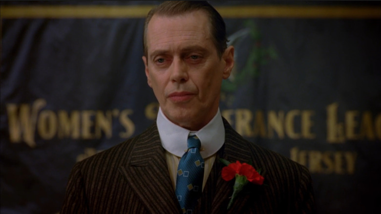 Solemn Nucky (Steve Buscemi) at temperance meeting in Boardwalk Empire