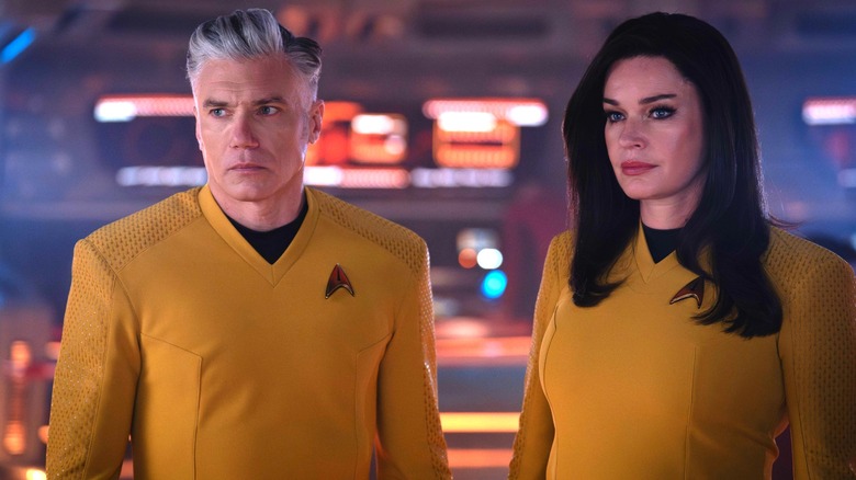 Pike and Number One on the bridge of the Enterprise in Star Trek: Strange New Worlds