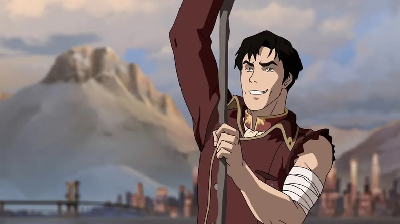 General Iroh smiling as he hangs from a rope in The Legend of Korra
