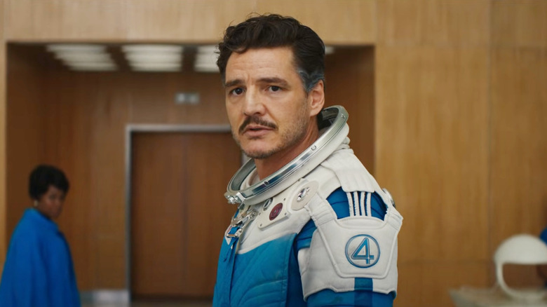 Pedro Pascal as Reed Richards wearing an astronaut suit in Fantastic Four: First Steps