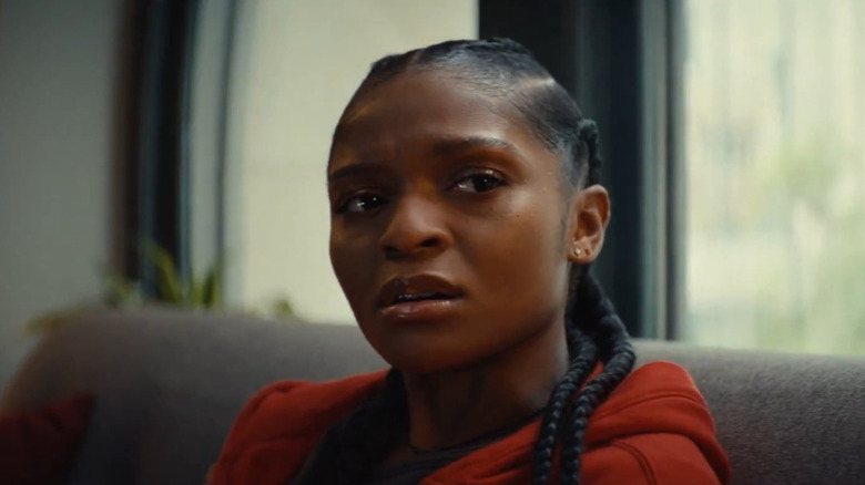 Dominique Thorne as Riri Williams looking serious on Ironheart