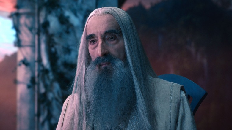 Close up of Saruman presiding over the Council of the White