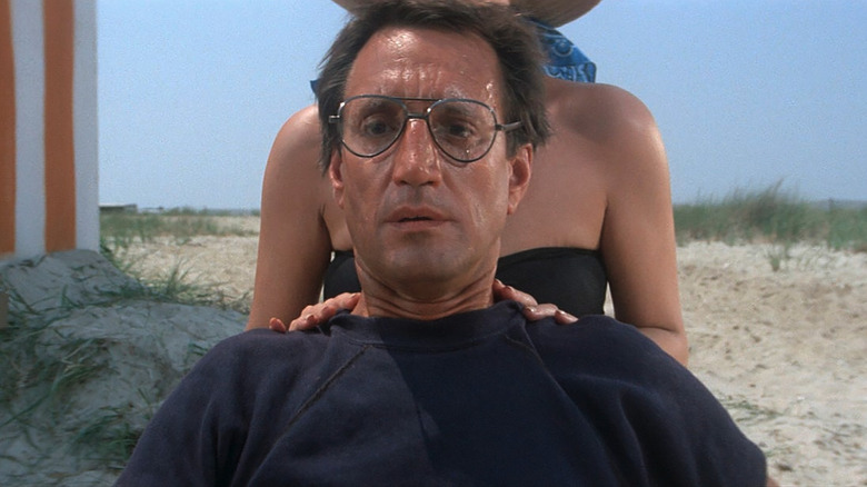 Chief Brody looking horrified at the beach in Jaws
