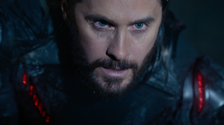 Ares (Jared Leto) riding a motorcycle in Tron: Ares