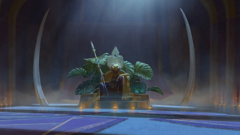 The Lion sitting on a throne in Eyes of Wakanda