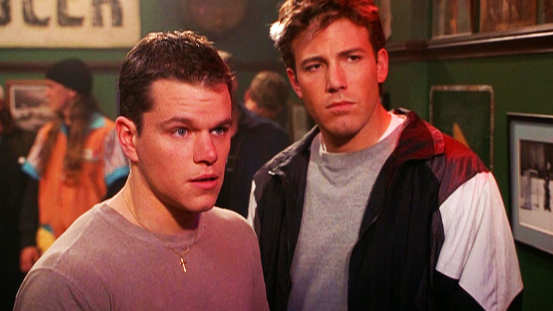 Ben Affleck and Matt Damon stand side by side in Jay and Silent Bob Strike Back