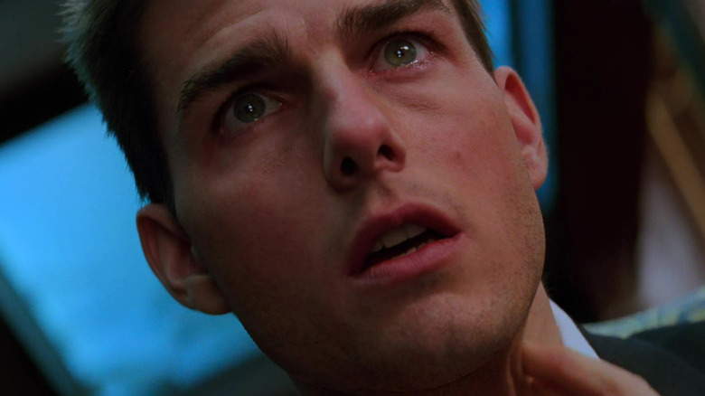 Tom Cruise as Ethan Hunt looking dismayed in Mission: Impossible