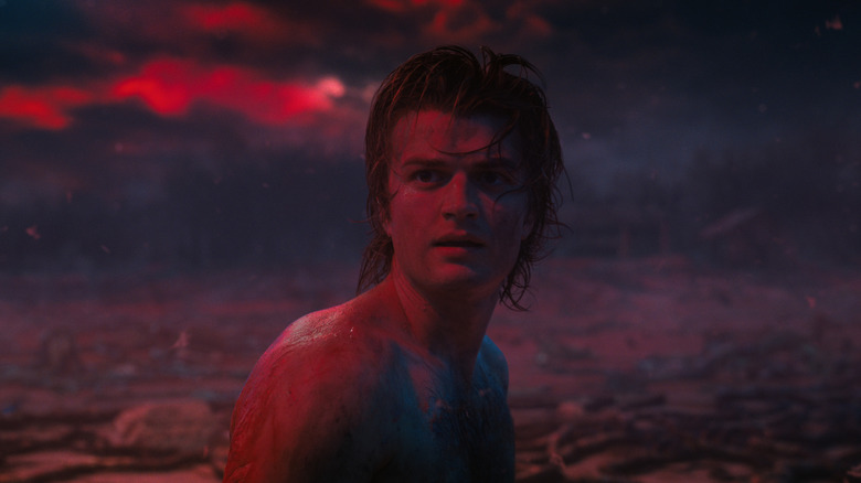 Steve Harrington, shirtless, looking disheveled in the Upside Down