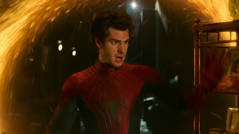 Andrew Garfield as Peter Parker steps through a portal in Spider-Man: No Way Home