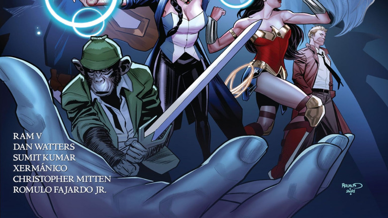 Zatanna casts spells among the Justice League Dark on the cover to Justice League Dark 2021 Annual #1