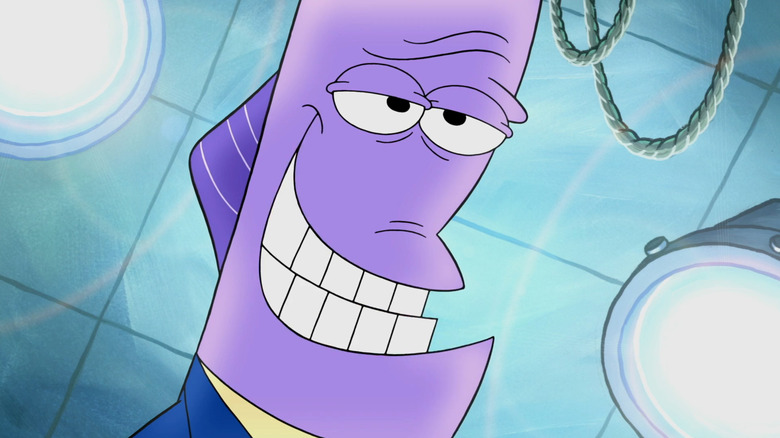 Spongebob Squarepants, Don Grouper smiling in front of film lights