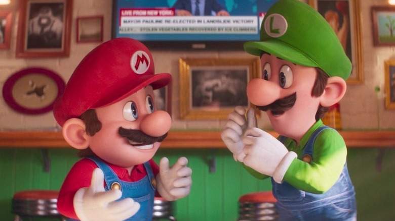 Mario and Luigi speaking to each other in The Super Mario Bros. Movie