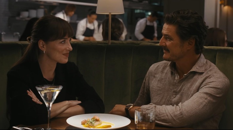 Lucy and Harry share a fancy dinner in Materialists