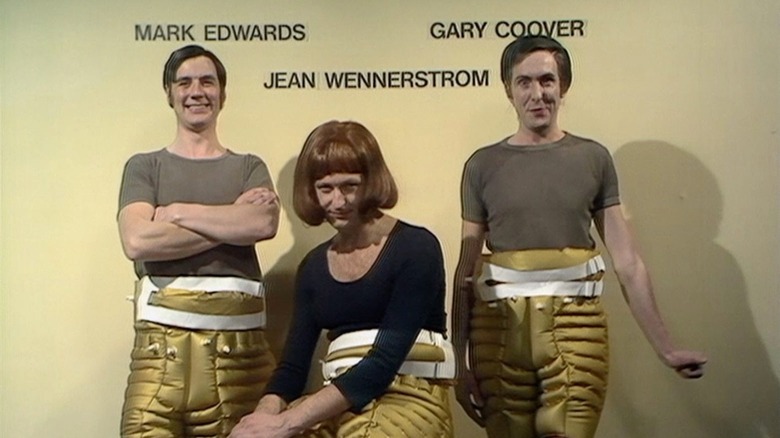 Michael Palin, Graham Chapman, and Eric Idle perform a sketch in Monty Python's Flying Circus
