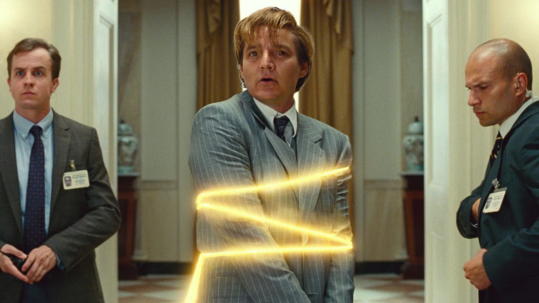 Max Lord tied up in Wonder Woman's lasso in Wonder Woman 1984