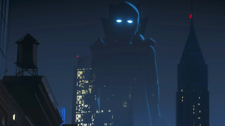 The Watcher (Jeffrey Wright) hovers above New York City in Marvel's What If?