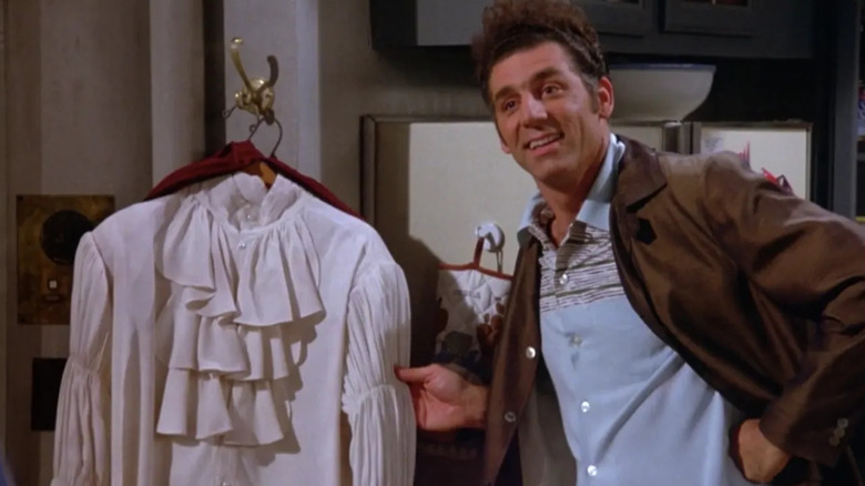 Kramer proudly displaying a puffy shirt on Seinfeld