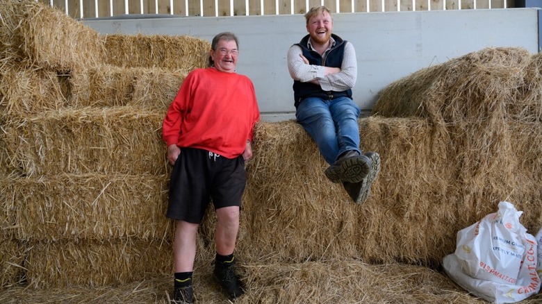Gerald and Kaleb having a good time in Clarkson's Farm