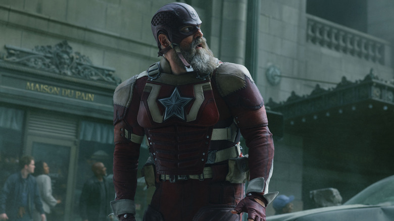 David Harbour as Red Guardian on the street in New York as Sentry attacks in Marvel's Thunderbolts