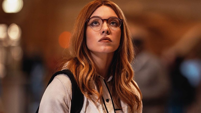 Julia Cornwall wearing glasses in Madame Web